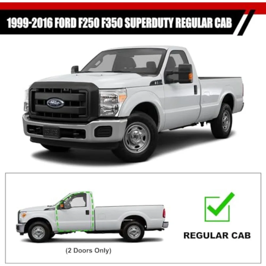 Running Boards Steps Bar for 1999-2016 Ford F250 F350 F450 F550 Super Duty Regular Cab, Aluminum, Black, Heavy-Duty Non-Slip Su view 3