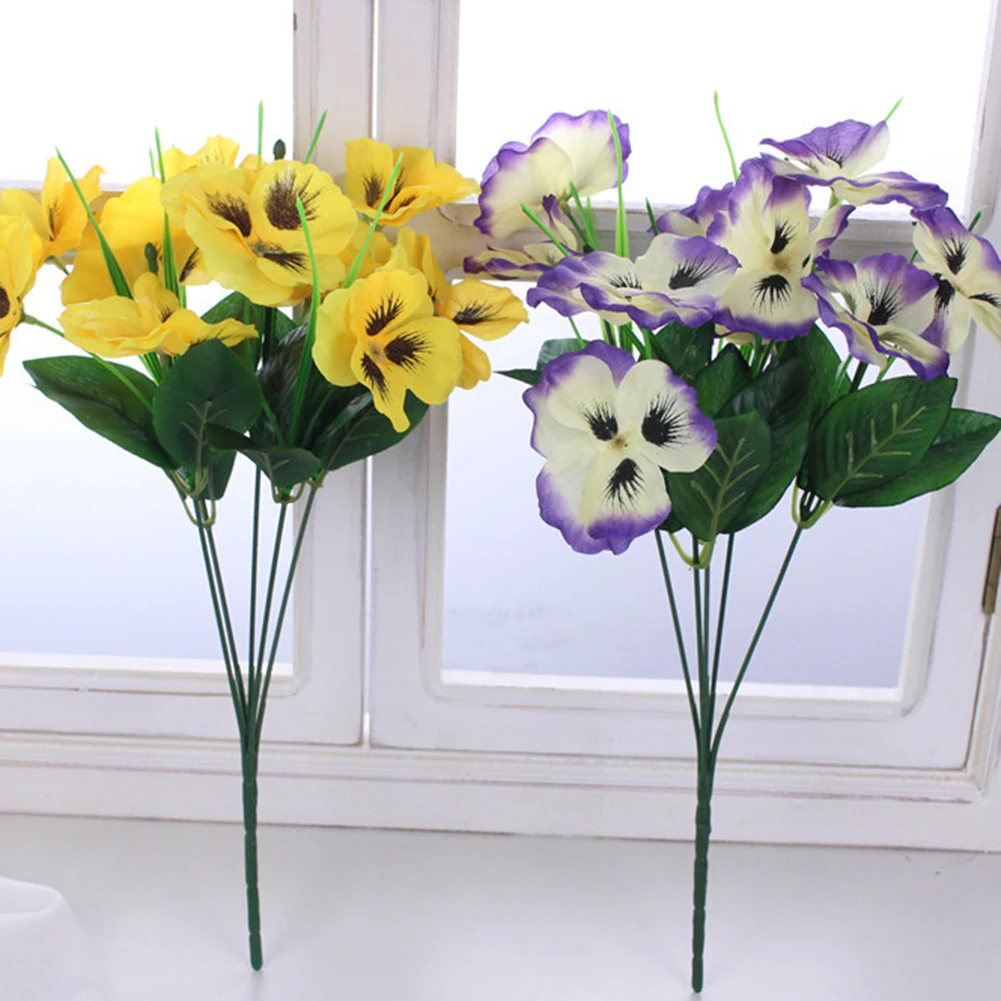 زهور بانسي الاصطناعية قماش حريري زهرة لتقوم بها بنفسك ترتيبات الزهور الأبيض الأرجواني الأحمر وهمية الزهور الزفاف ديكور غرفة مكتب المنزل