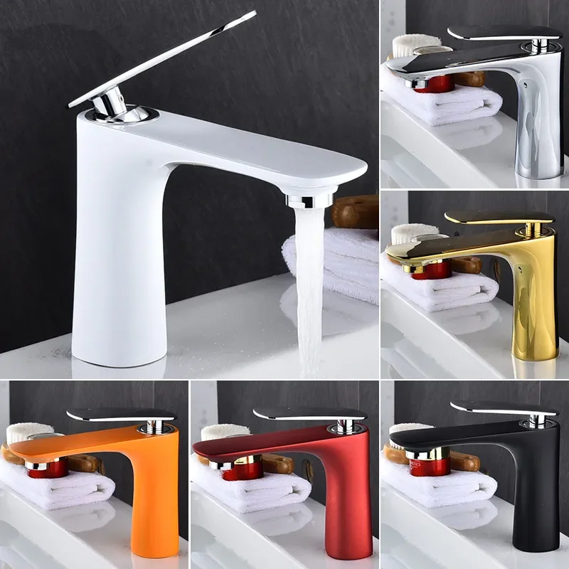 

Faucets Hot&Cold Sink Mixer Basin Brass Gold/Chrome/White/Red/Black Bathroom Faucet Crane Sink Tap