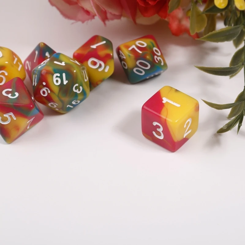 مجموعة D&D-Dice ذات الحافة الحادة، قالب DND مصنوع يدويًا مكون من 7 قطع للعبة DND-Dungeons-Dragon-Game