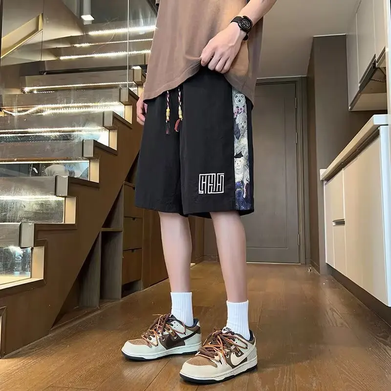 

Summer Large Size Ice Silk orts Men's 2025 New Splicing Loose Casual Sports Teenage Five-Part Pants Breathable Comfortable