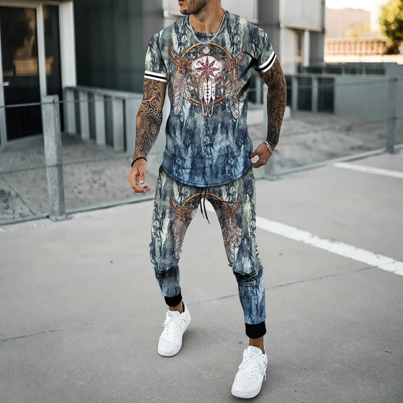 2023 Summer Men Fashion Animal Tracksuit Suit All-Match Clothes Outfit Short Sleeve/Long Shorts 3D Printed Casual Minimalist Set