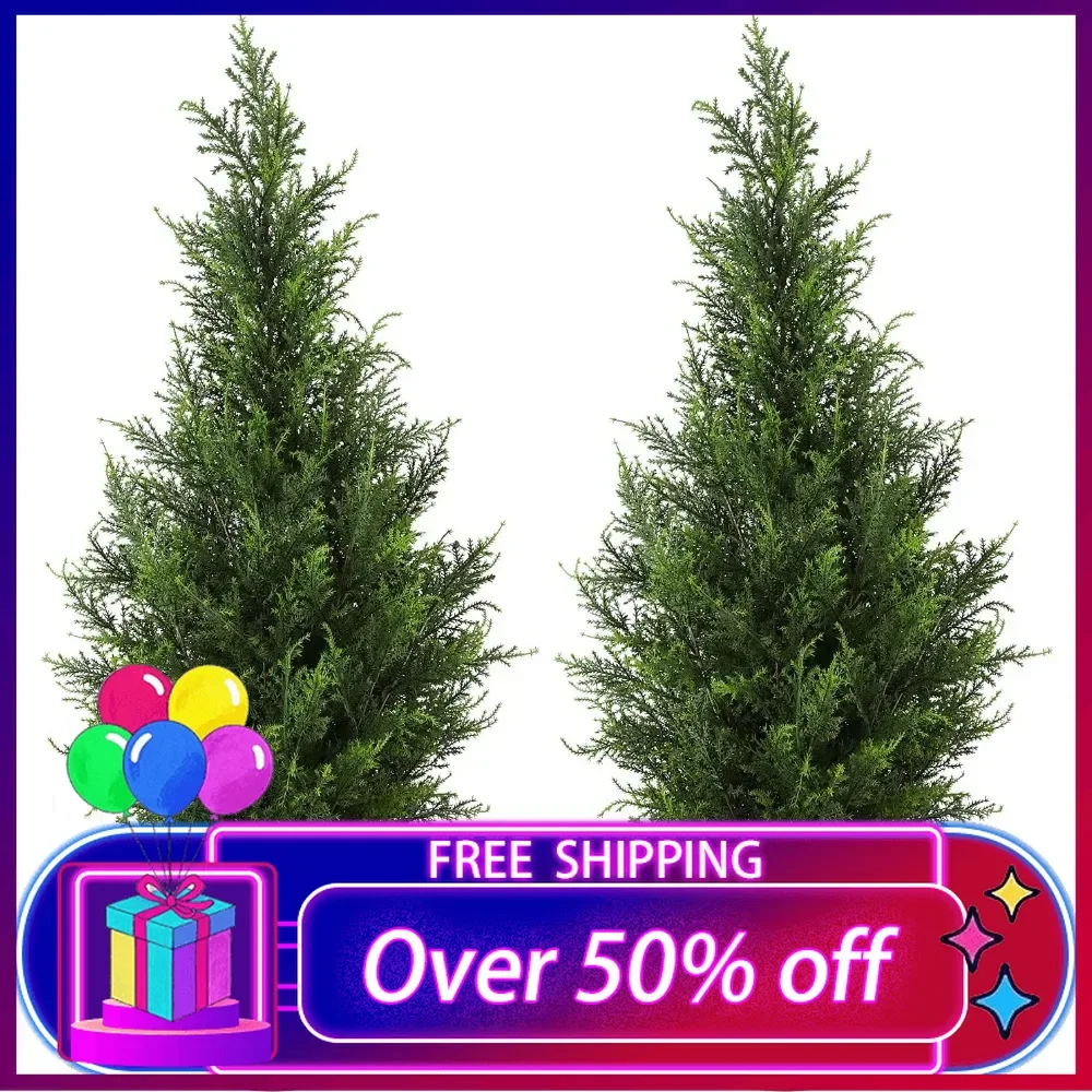 

Artificial Topiary Cedar Trees 3FT Artificial Cedar Pine Tree Potted Plant Fake Plants Tall Artificial Plants Shrubs (2 Pack)