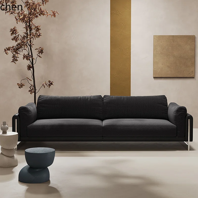 ZML Simple Fabric Sofa New Vintage Style Living Room Fully Removable Washable Straight Row Sofa