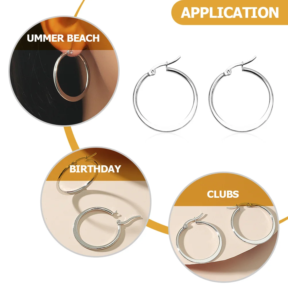 1 زوج كلاسيكي جولة حلقة الأقراط الكبيرة استرخى حلقة الأقراط للنساء المراهقين الشاطئ نادي الحفلات الزفاف الأذن مجوهرات