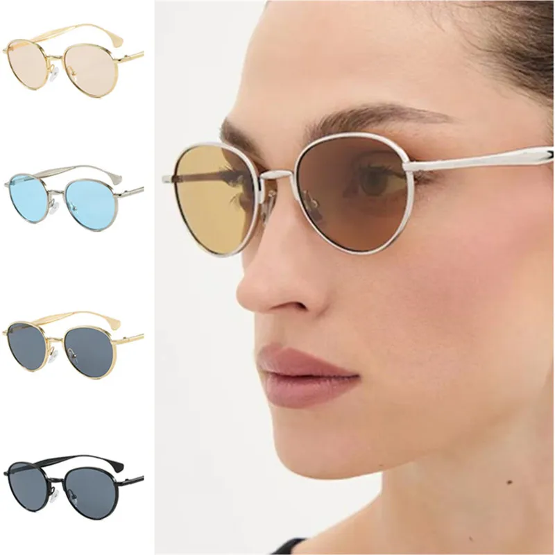 

Fashion Sun Glasses Unisex Anti-UV Spectacles Classic Google Round Frame Eyeglasses Ornamental Alloy Temples Sunglasses