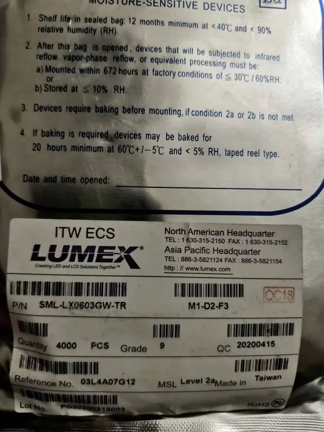 

50 шт./SML-LX0603GW-TR 565 нм 2,2 В противотуманный зеленый светодиод SMD
