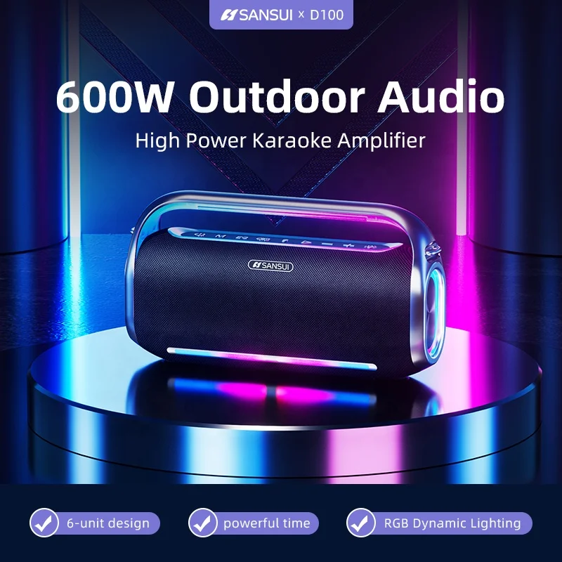 

D100 EQ adjustment Hi-Fi Super-Portable Multi-mode smart speaker Wireless Blue tooth Speaker Perfect Bass Surround sound