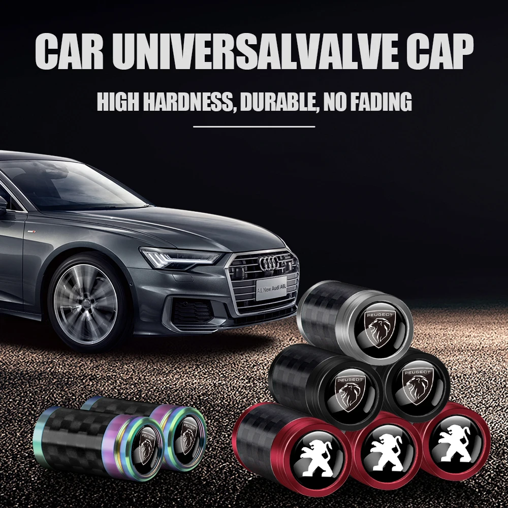 Комплект из 4 колпачков для ниппелей автомобильных колесных шин, аксессуары для Peugeot 308, 2008, 3008, 208, 307, 408, 5008, 406, 107, 106, 108, 206, 207, 407, 607, RCZ, 301, GT