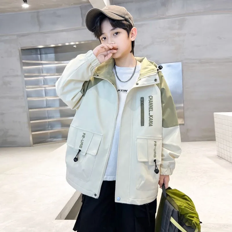 

Spring and Autumn Children's Coat Fashion New Style Boys' Handsome Western Hooded Zipper Jacket