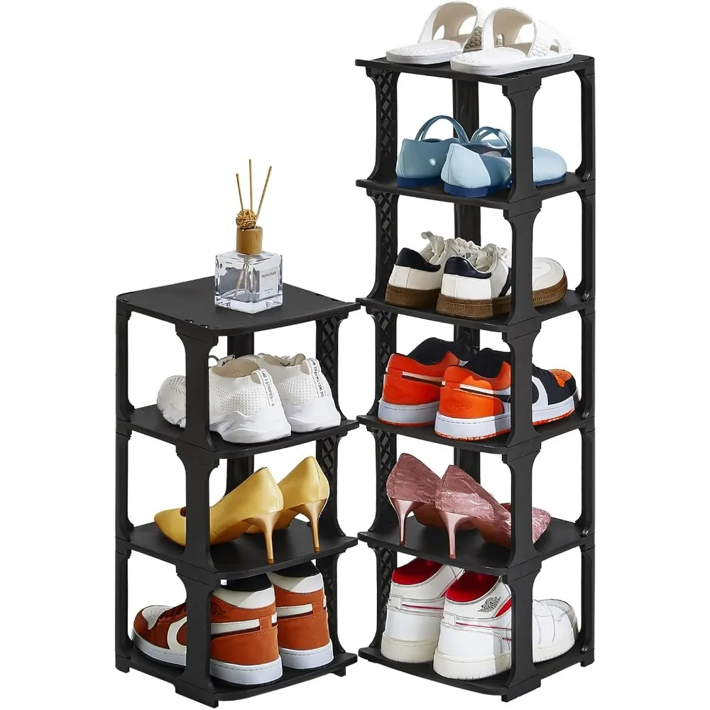 منظم رف الأحذية 5 طبقات لتخزين حامل الأحذية من البلاستيك الضيق العمودي، رف رف الأحذية قائم بذاته للمدخل S