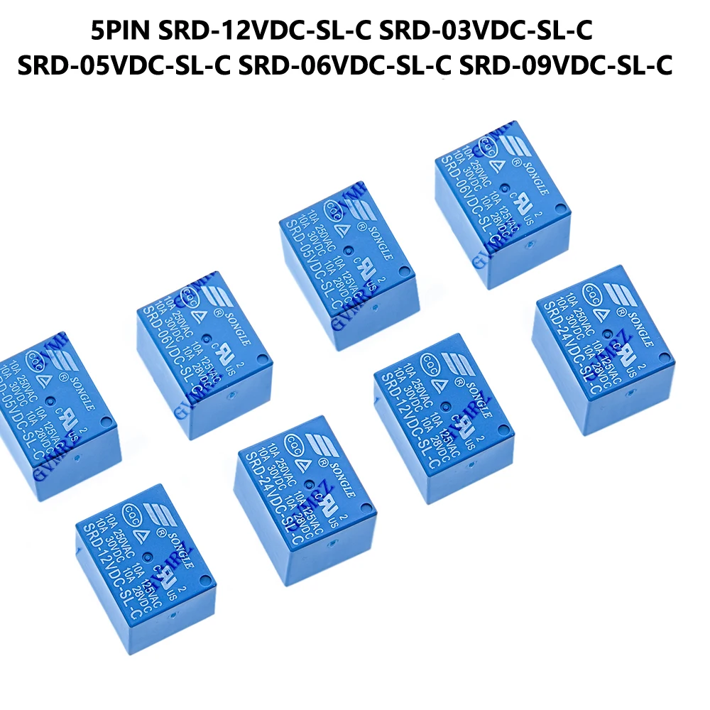 10 Stück 3V 5V 6V 9V Relais 12V 24V 48V 10A 250VAC 5PIN SRD-12VDC-SL-C SRD-03VDC-SL-C SRD-05VDC-SL-C SRD-06VDC-SL-C SRD-09VDC-SL-C – Detail 1