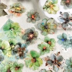 20pcs/pack Hot stamping flower stickers PET Materials Collage Junk Journal DIY Scrapbooking Supplies Aesthetics Decor Sticker