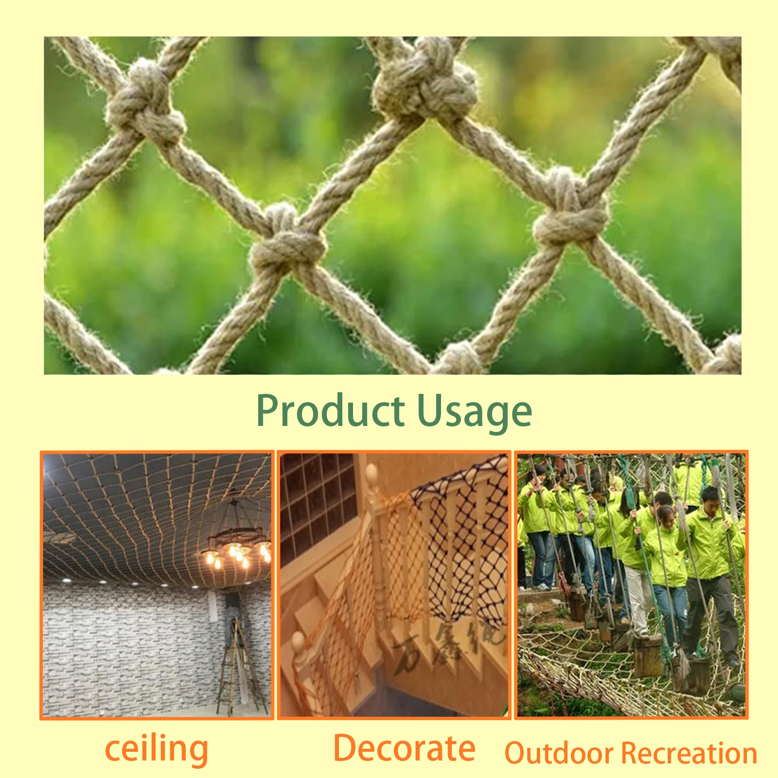 Plant Support Tool Hemp Rope Net Wall Decoration New Style Stair Balcony Decorate Durable Practical Ceiling Mesh