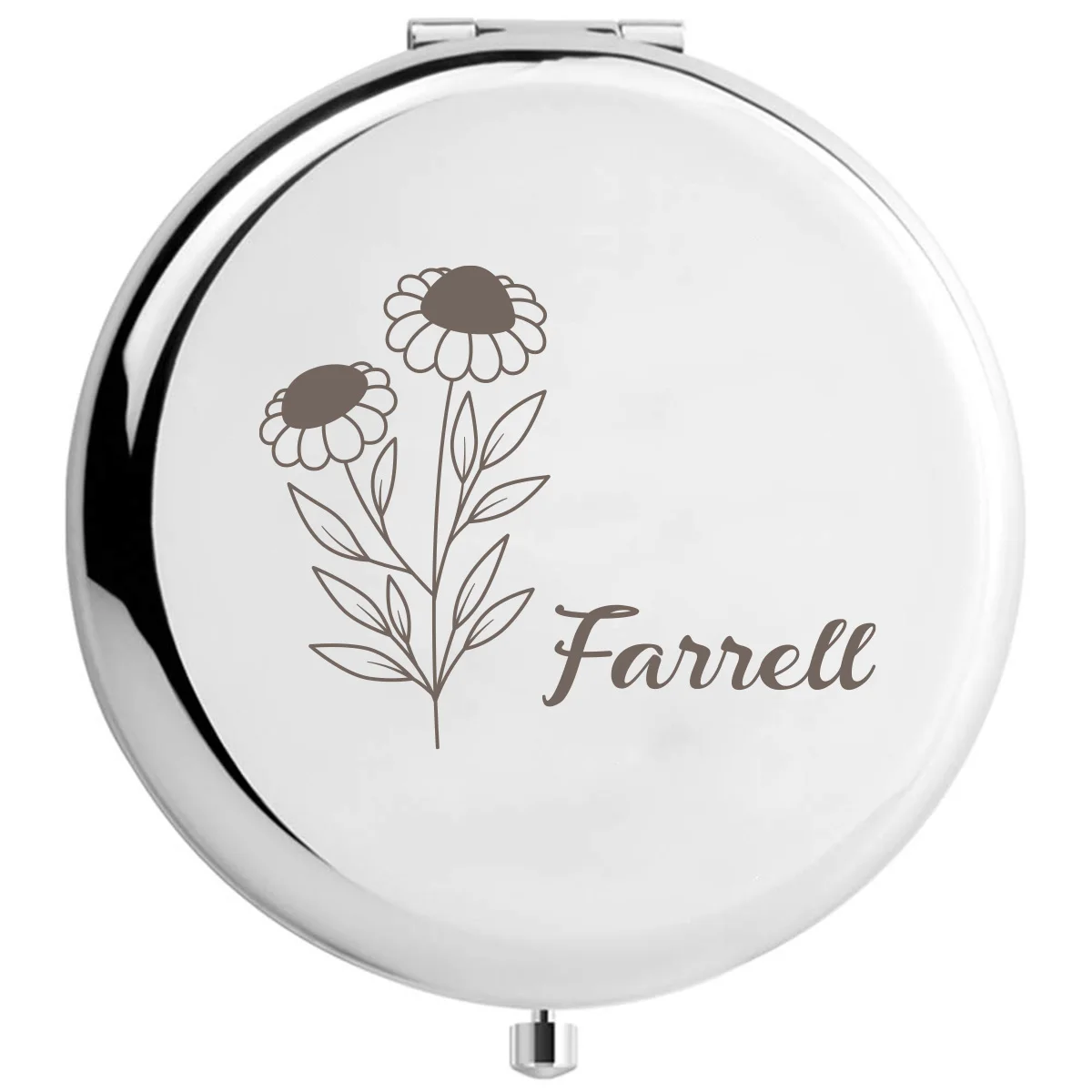 1pc Creative  Double-headed flower Customized Name Pocket Mirror Mirror With Name Makeup Mirror Bridesmaid Gifts