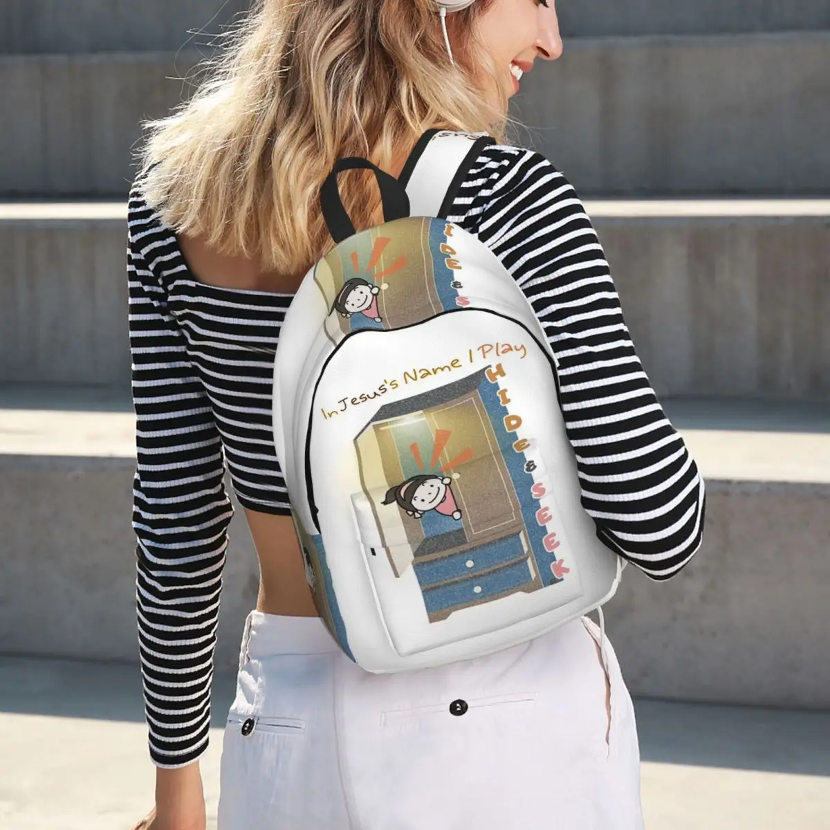 

In Jesus's Name I Play Hide And Seek Student Backpack School Bag Hiking Travel Daypack Boys Girls Fashion Bookbag Shoulder Bags