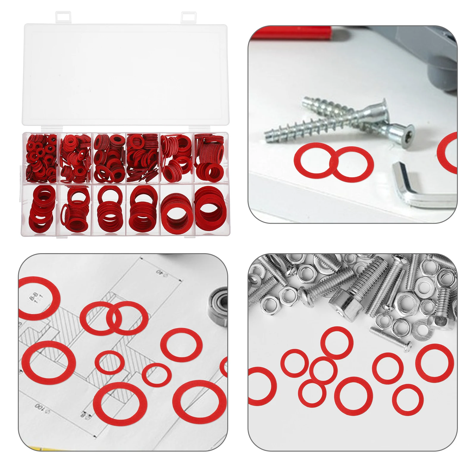 

600Pcs Paper Insulating Washer Assortment Fiber Flat Washers for Sealing Gasketing and Insulation in Multiple