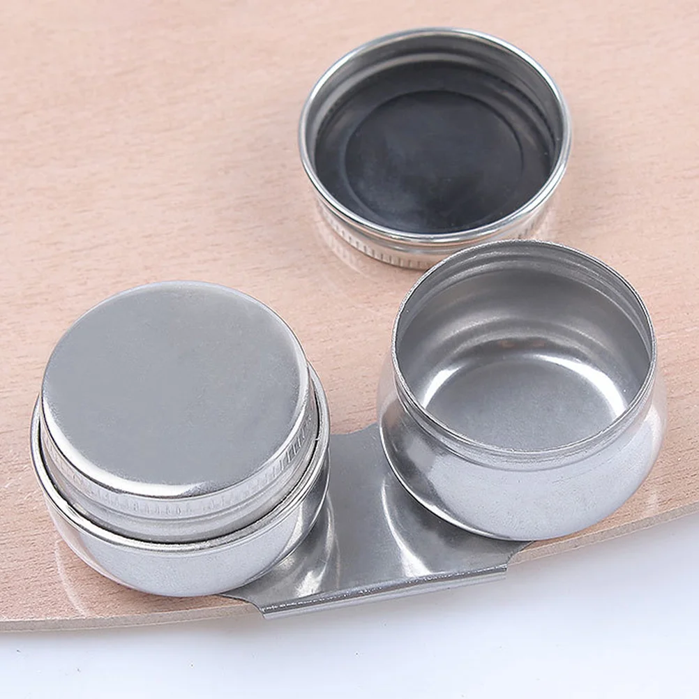 Stainless Steel Pencil Pot Oil Painting Cleaning Container Cup Double Palette Cups Dipper Lid Design Palettes Brush Jar Metal