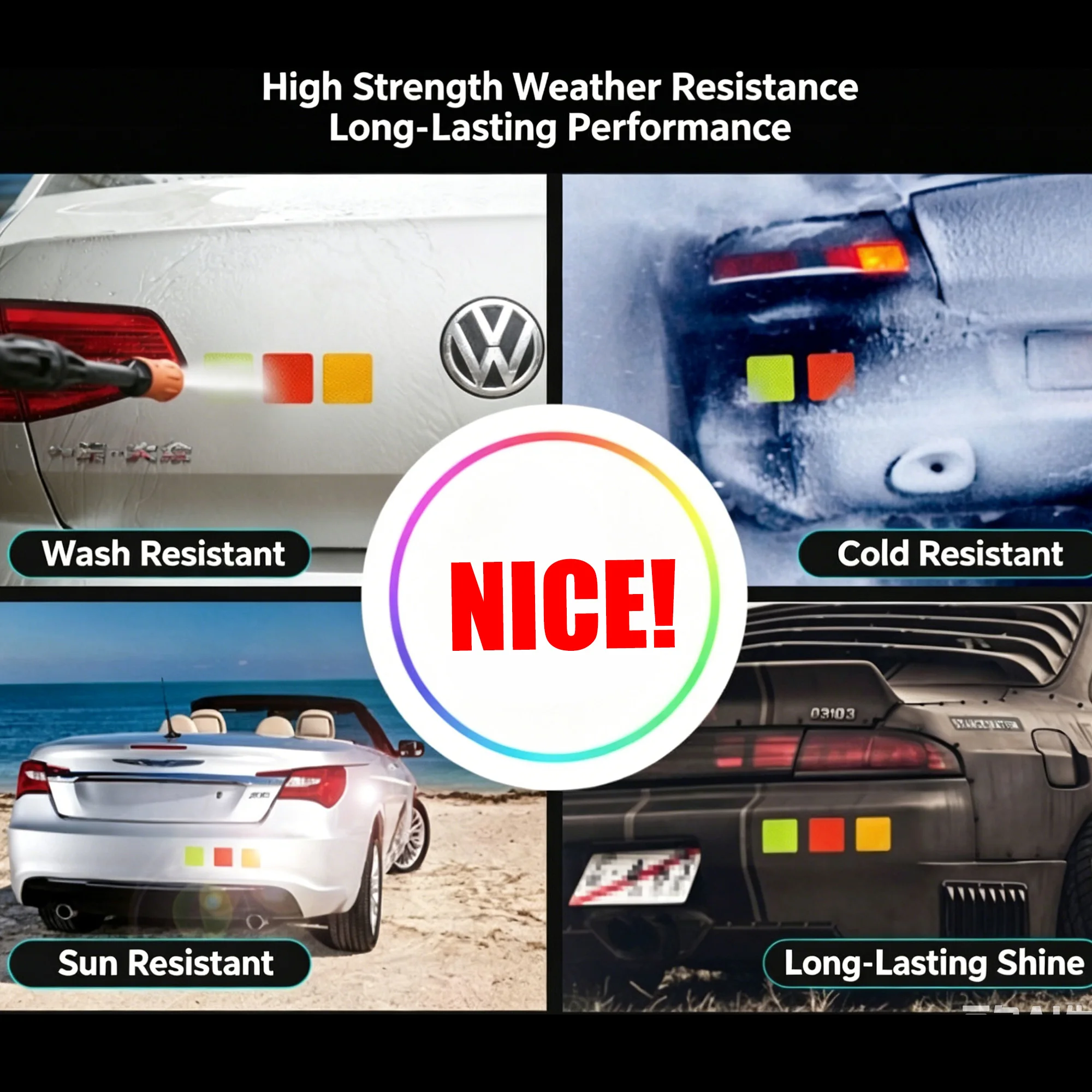 10pcs Car Bumper Reflective Stickers for Night Riding Reflective Arrow Sticker Safety Strip Waterproof High Visibility