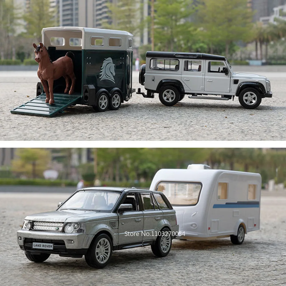 1/36 Car Toys Model  Land Rover Defender Range Rover F150 Alloy Diecast Mounted RV Doors Opened Rubber Tires Vehicles Kids Gifts