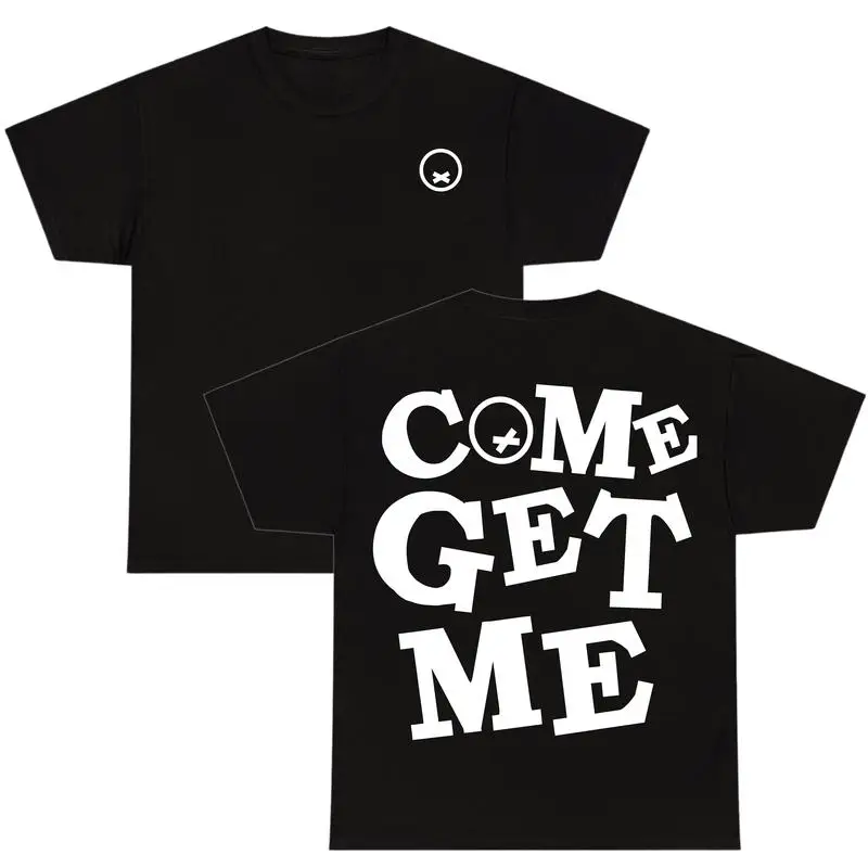 

Women's Streetwear "COME GET ME" Print T-Shirt, Y2K Graphic Tee, Fashion Hip Hop Loose Top, Casual Aesthetic Summer Apparel