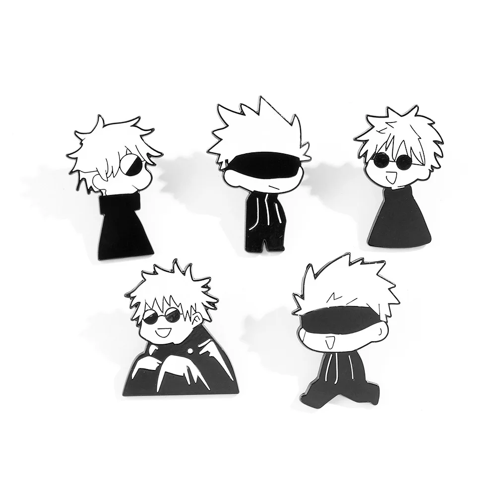

Japanese Anime Jujutsu Kaisen Battle Metal Badge Cute Black and White Creative Character Gojo Satoru Brooch Pin Gift for Friend