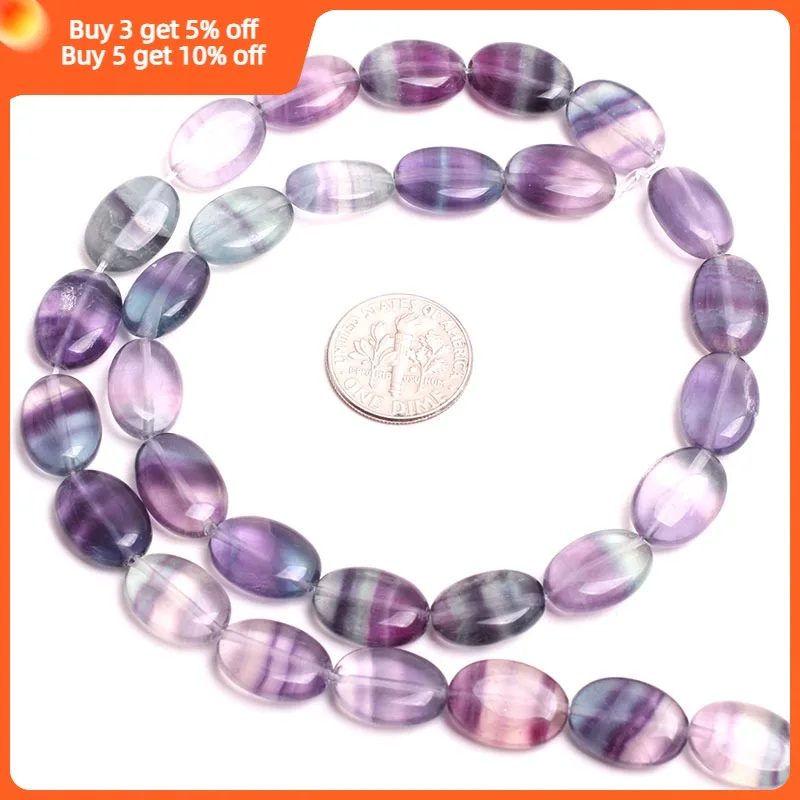 Natural Stone Fluorite Oval Drip Beads For Jewelry Making Strand 15 Inch DIY Fashion Bracelet Women Gifts 8 10 14mm