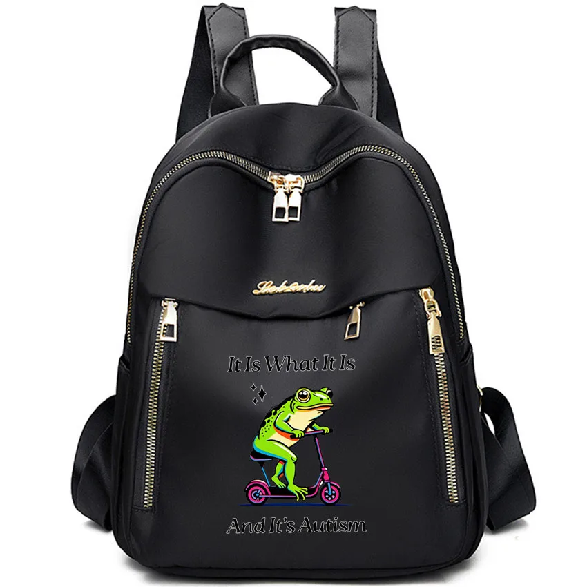 

Черные рюкзаки с забавным принтом лягушки, женская дорожная сумка, школьный рюкзак в стиле Харадзюку, милые сумки для девочек-подростков, сумки в стиле High Street