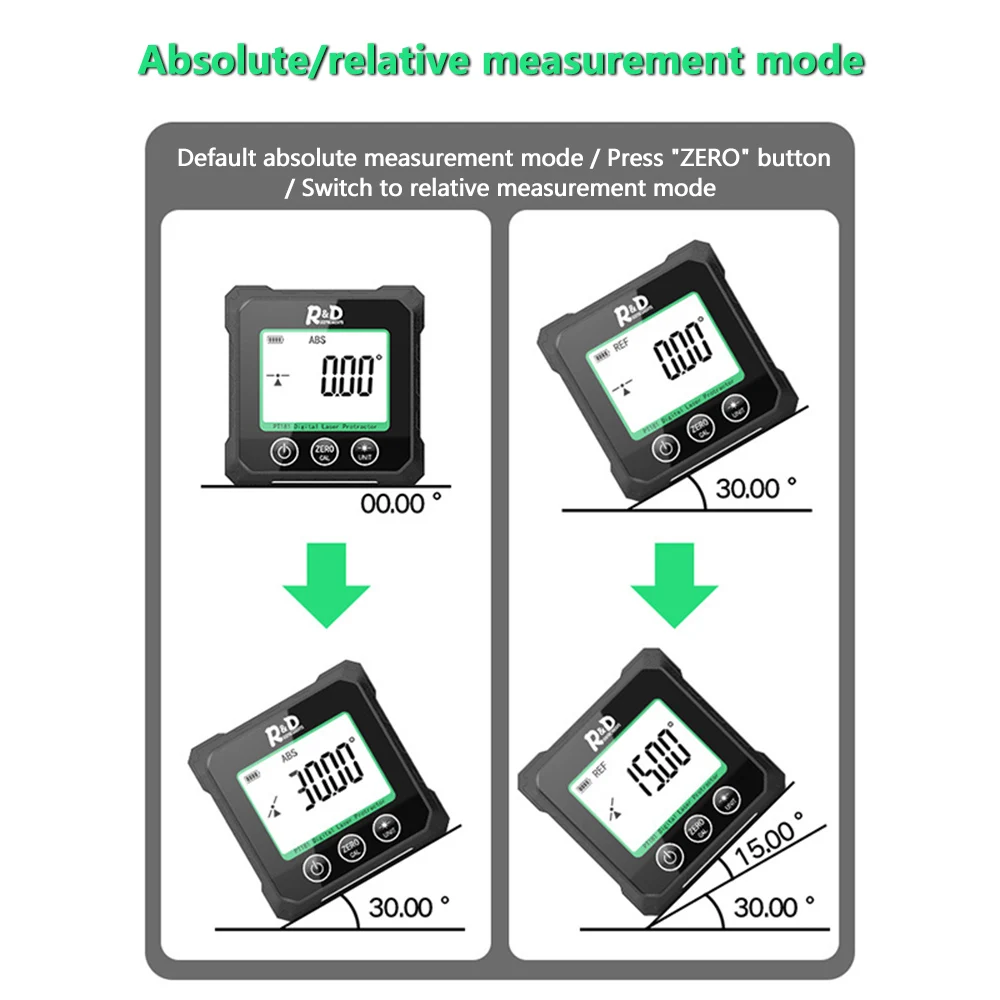 R & D PT180 PT181 Laserowy cyfrowy kątomierz kątomierz 3 w 1 Laser Level Box Type-C Ładujący miernik kątowy do domu