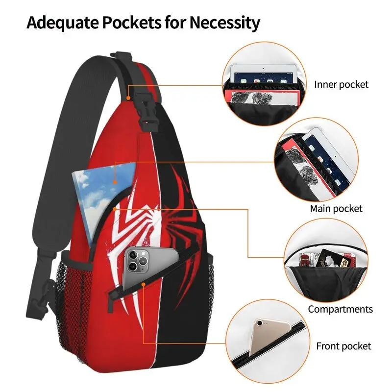 حقيبة ظهر Spider Man Sling Crossbody للرجال حقيبة كتف مخصصة للسفر والتنزه سيرًا على الأقدام