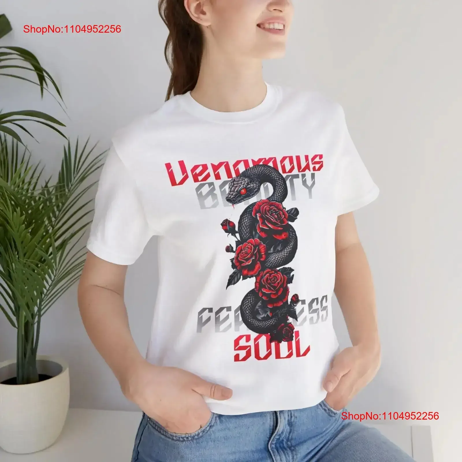 Venomous Beauty Fearless Soul Jersey t-shirt vintage lavé confortable polyvalent streetwear haut pour un usage quotidien unisexe