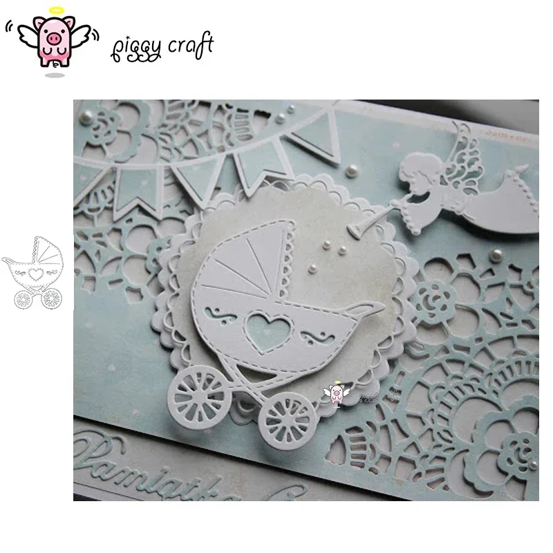 Piggy Craft metal cutting dies cut die mold Baby trolley cradle Scrapbook paper craft knife mould blade punch stencils dies