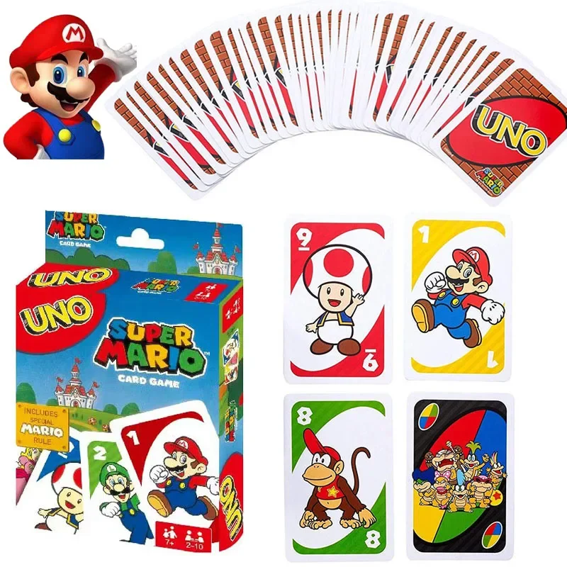 Gry karciane Super Mario Bros Mattel UNO z odwróconą rodziną zabawna rozrywka kartonowe karty do gry pokerowe zabawki dla dzieci bawiące się gra