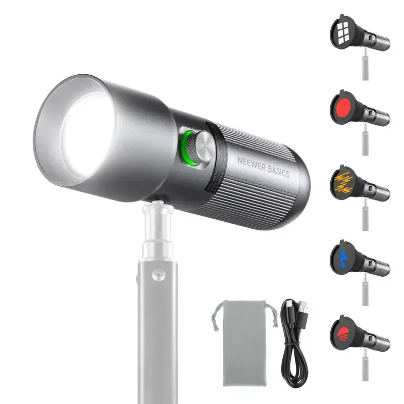2026 For NEEWER BASICS FL10 10W Compact 1620 Lux 0.5m 2000K CRI95+/TLCI96+ 4 Colors 20 Gobos Photographic LED Video Light