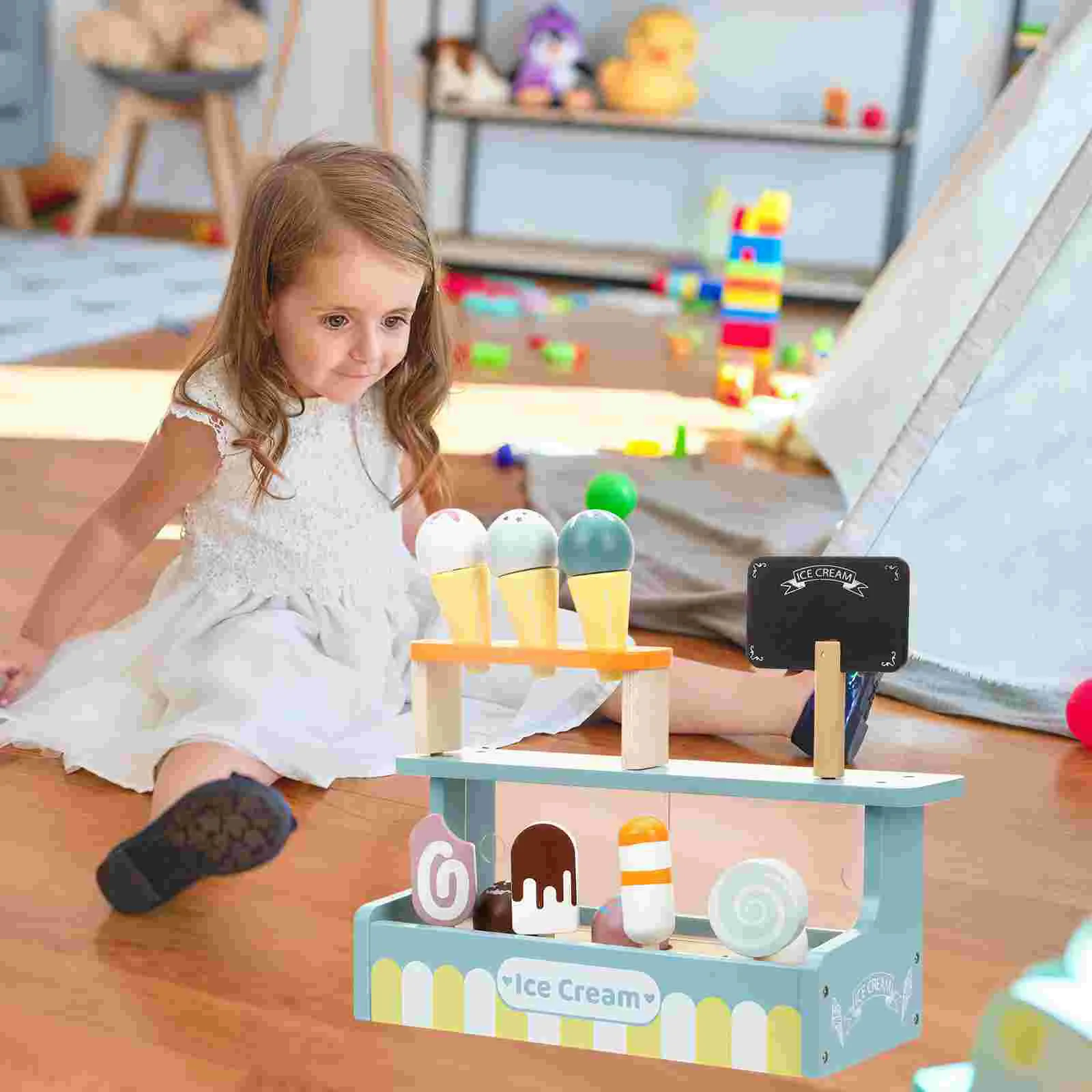 Wooden Ice Cream Premium Material Toy Toddler Playset Puzzle Birthday Gift for Kids Toys 4 Year Old Girls 5 House Pretend