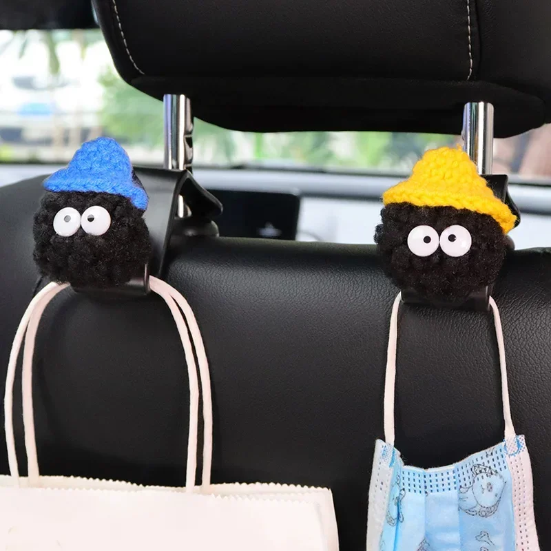 Car seat backrest hook car multifunctional cute small coal ball rear storage rack interior product