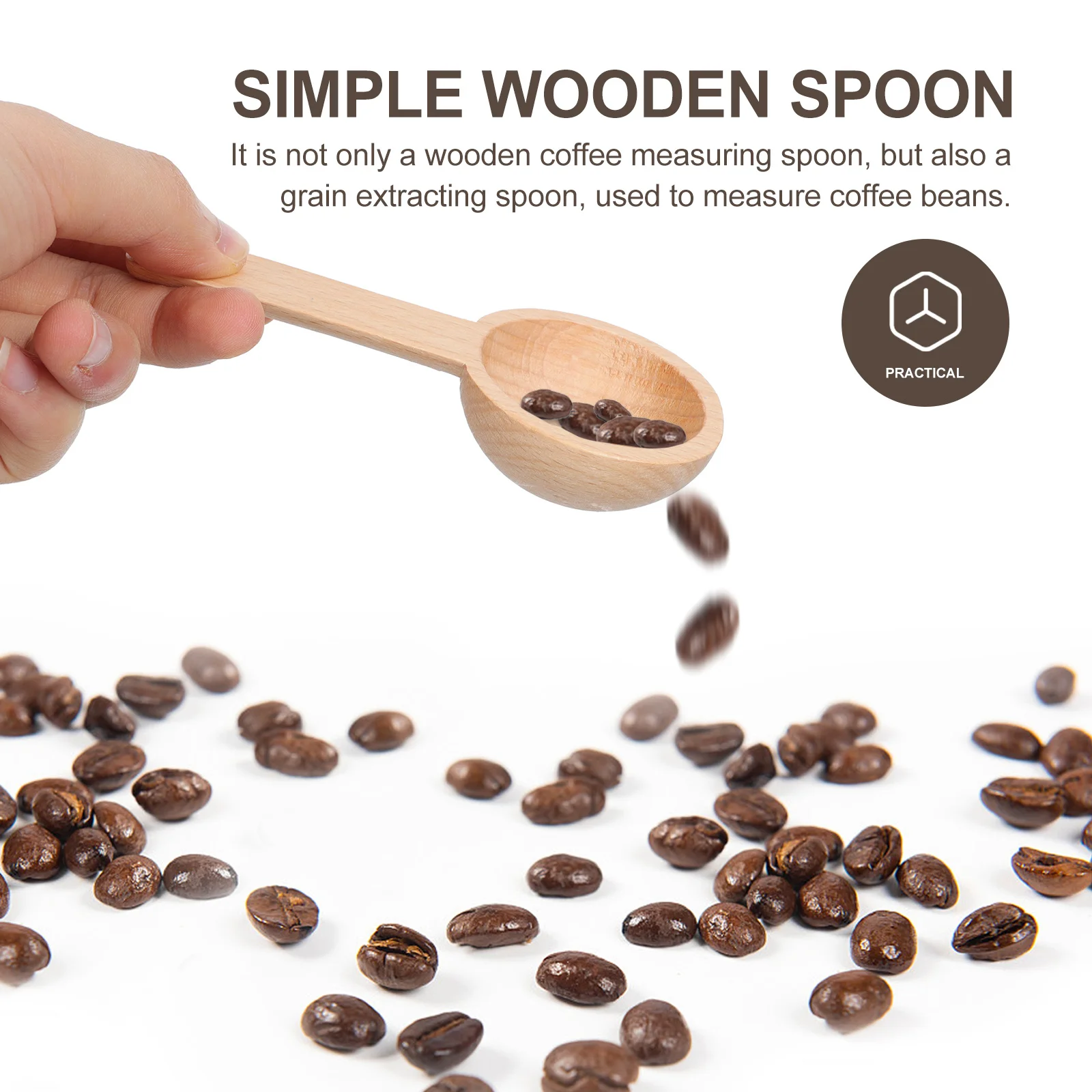

2Pcs Simple Coffee Spoon Wooden Scoop for Measuring Beans Powder Salt Sugar Resistant Household Kitchen Scoop
