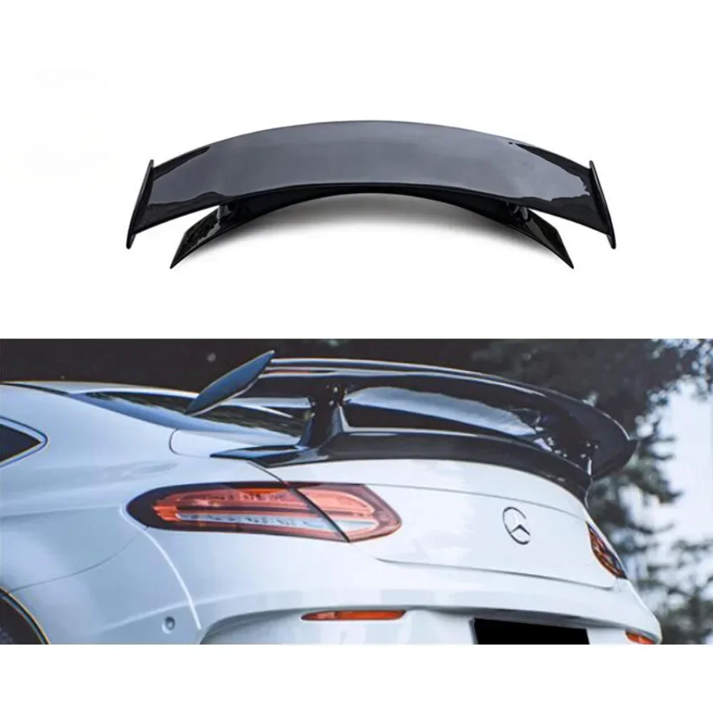 New! Carbon Fiber Tail Double Layer Fixed Wing Rear Spoiler for Mercedes Benz C-Class W205 C43 Two Door  Body Kits Trim Decorati