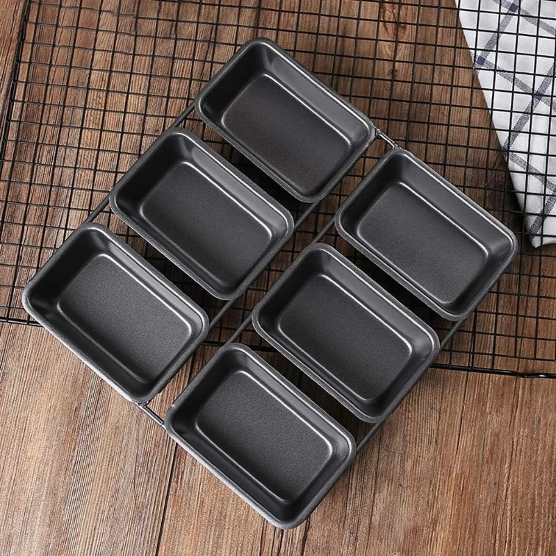 Mini molde cuadrado de 6 rejillas para pan, pastel, hamburguesa, embrión, horno doméstico, bandeja antiadherente para hornear, molde pequeño para tostadas