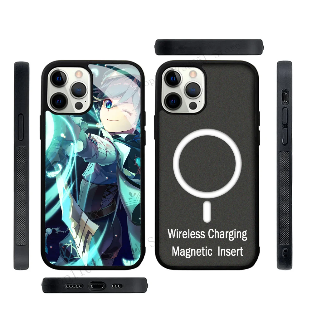 Game Anime Genshin Impact Venti Phone Case Strong Magnetic For IPhone 15 14 13 Pro Max 11 12 Mini Alex Mirror For Magsafe