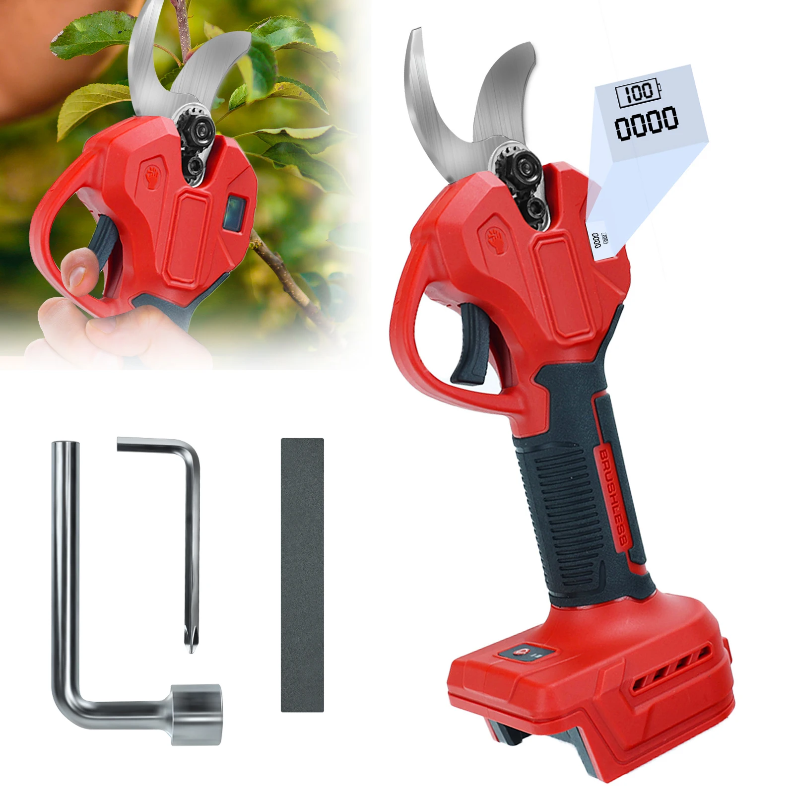 

30mm Brushless Electric Pruning Shears 600W for Milwaukee 18V Battery Cordless Power Pruner Garden Tree Pruner (No Battery)