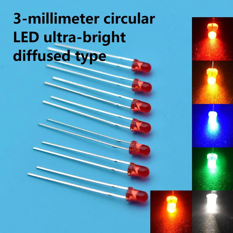 

400Pcs/Lot 3MM LED GREEN/ORANGE/RED/YELLOW/BLUE Color Diffused Super Bright 3mm LED