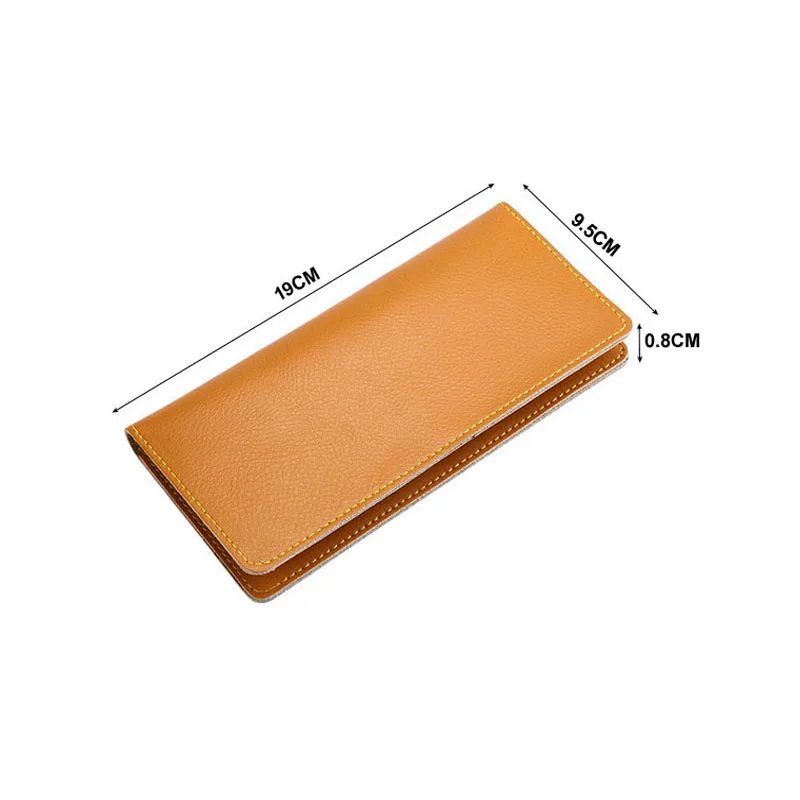 Solid Long Wallet For Men Women Good Quality Cow Leather Large Capacity Purse Lady Card Holider Money Case Soft Money Clips