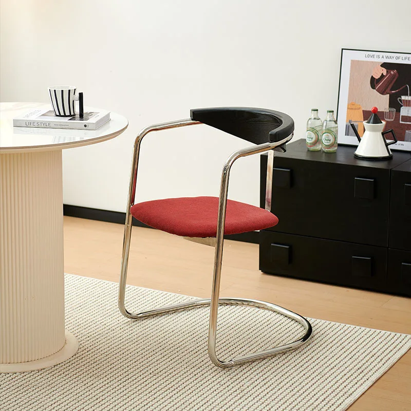 *dDoric Contemporary Round Curved Stainless Steel Solid Wood Backrest Artistic Dining Chair Hotel Use Durable & Eco-Friendly&