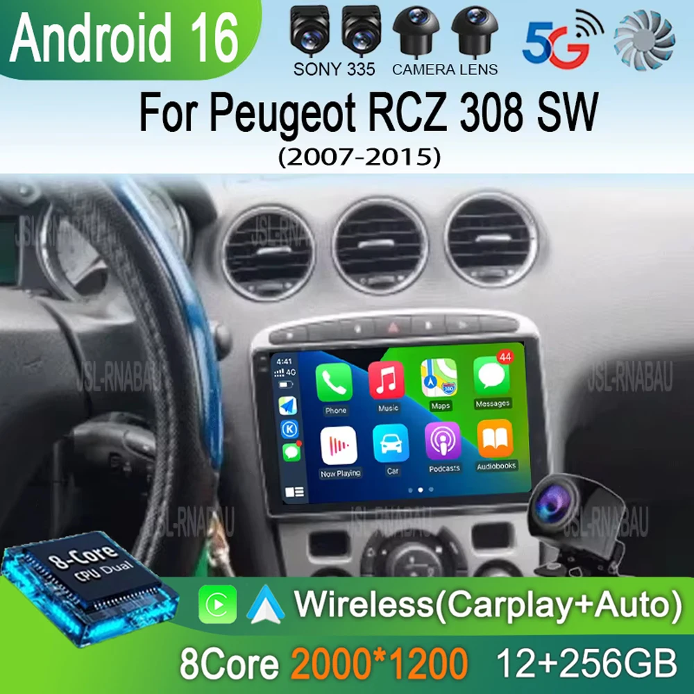 

Автомагнитола Android 16 для Peugeot RCZ 308 SW 2007-2015, 408 2012-2020, 2DIN, мультимедиа, навигация GPS, Carplay, Wi-Fi