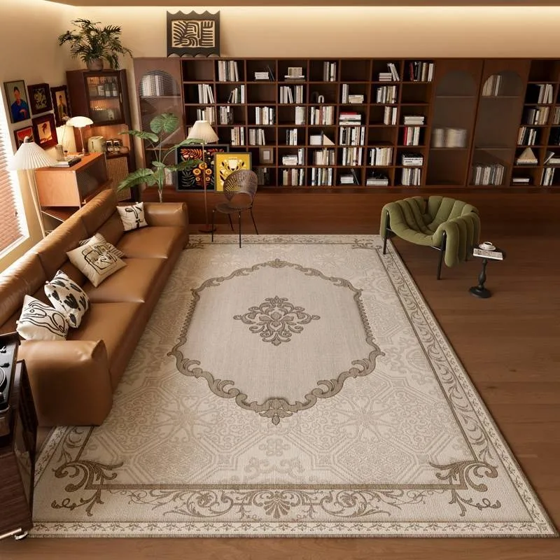 

Beige Floral Carpet Artistic Luxurious Living Room Decoration Carpets Soft Comfortable Bedroom Bedside Rugs Flower Retro Rug 양탄자