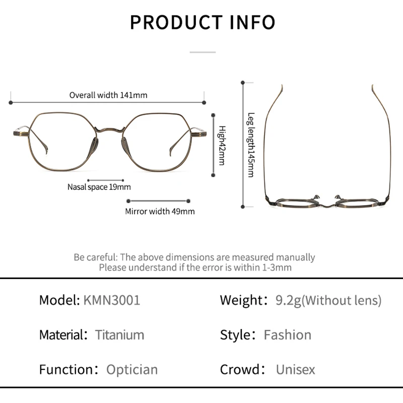 CLLOIO Pure Titanium Ultralight Anti Blue Light Prescription Glasses Men Women Retro Handcrafted Progressive Computer Eyeglasses