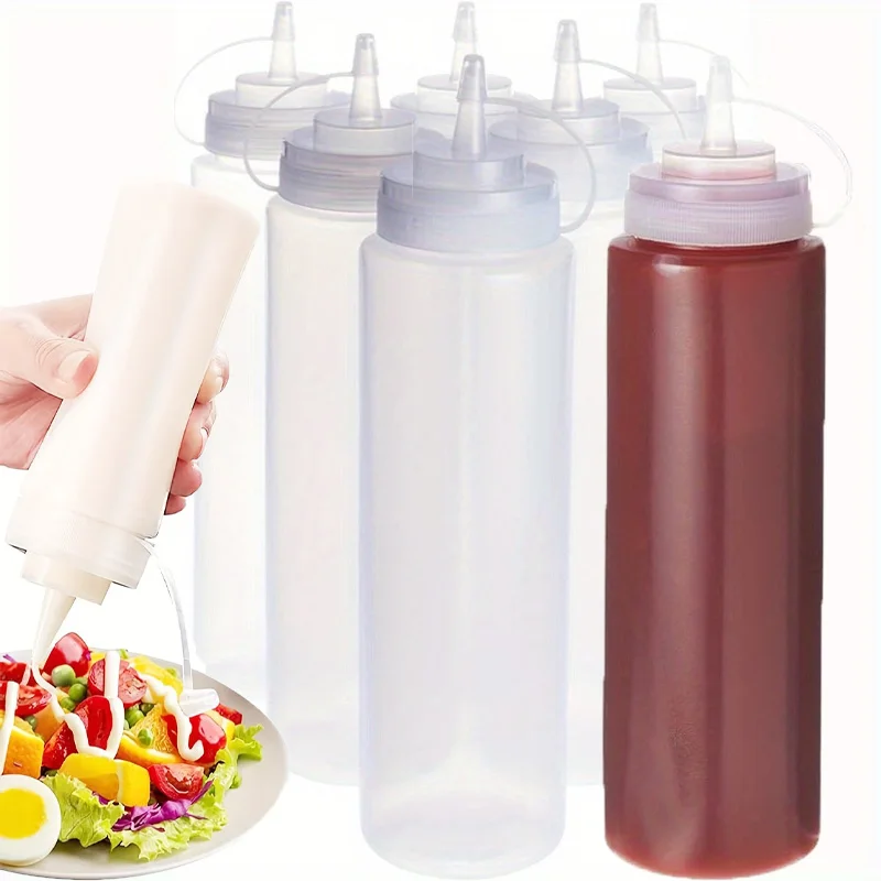 Botella exprimidora para salsa, boquilla de plástico, botella exprimidora para cocina, restaurante, tomate, mostaza, barbacoa, ensalada, salsa de soja, condimento, 1 ud.