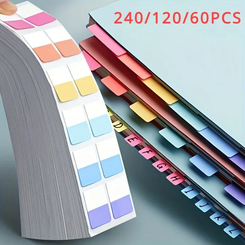 240/120/60PCS Multicolor Sticky Writable Repositionable Index Tabs Flags for Pages Book Markers Reading School Office Supplies