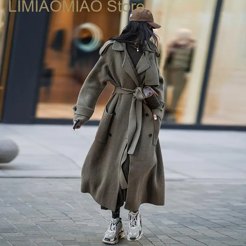 New Streetwear X-long Loose fit giacca a vento da donna doppio petto Cardigan trench da donna